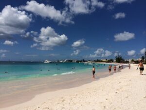 a group of people on a beach