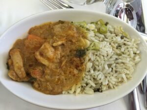 a plate of rice and curry