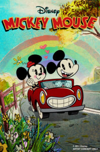 cartoon characters driving a car