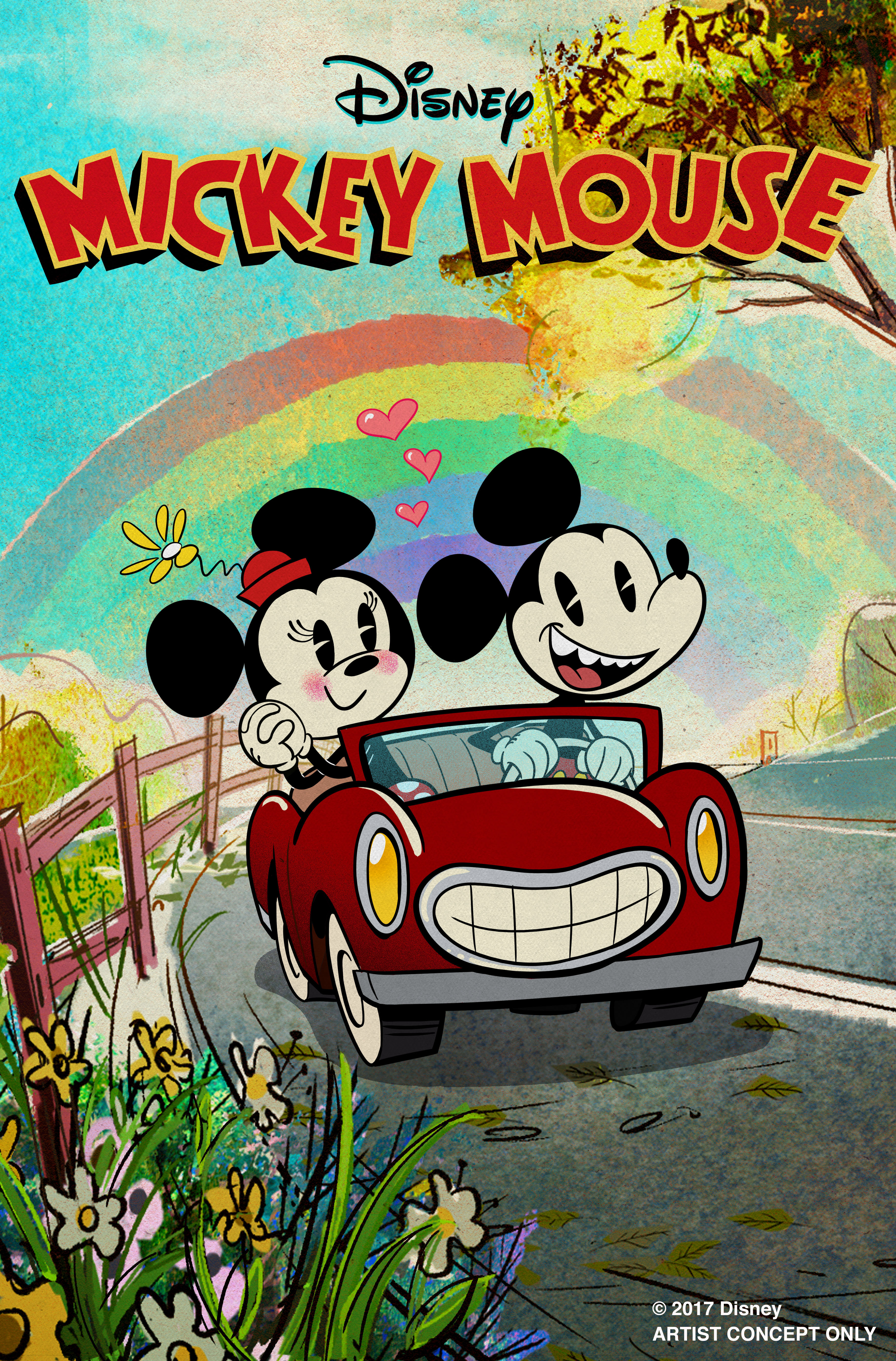 cartoon characters driving a car
